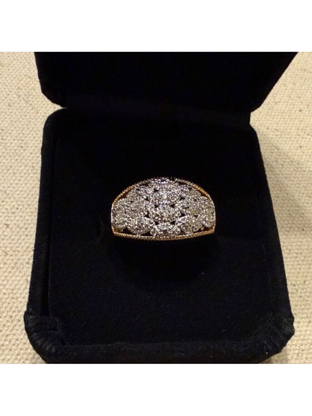 Elegant Two tone Gold plated Cubic Zirconia Ring m Women's Classic Ring 8 - Picture 2 of 6